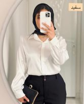 شومیز زنانه جنس ساتن سفید