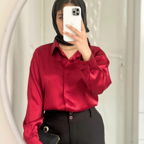 شومیز زنانه جنس ساتن سرخابی