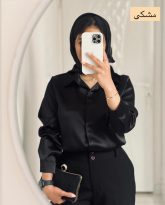شومیز زنانه جنس ساتن مشکی