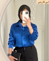 شومیز زنانه جنس ساتن کاربنی