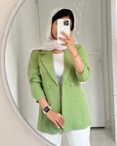 کت زنانه جنس مازراتی رنگ زیتونی