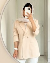 کت زنانه جنس مازراتی رنگ کرم شیری