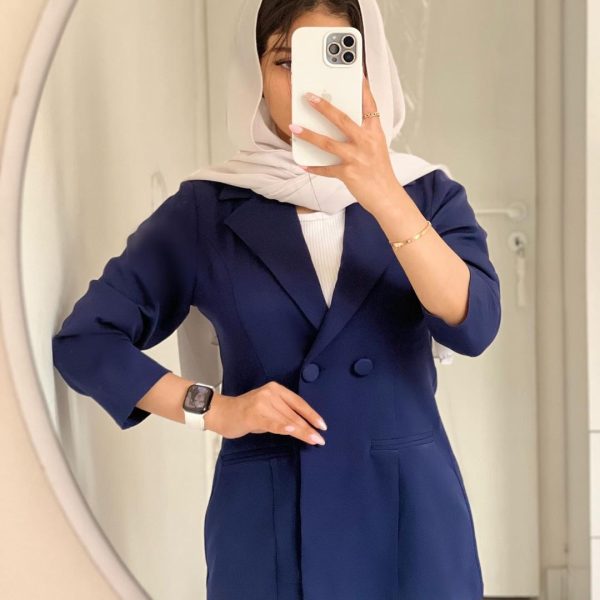 کت زنانه جنس مازراتی رنگ سرمه ای