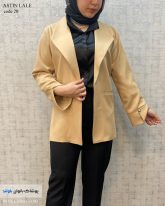 مانتو کتی زنانه جنسم ازراتی رنگ کرم