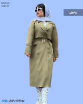 بارونی بلند دخترانه جسن کتان تی سی رنگ زیتونی