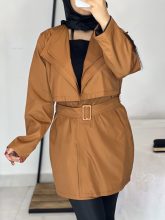 خرید بارونی دخترانه رنگ دارچینی