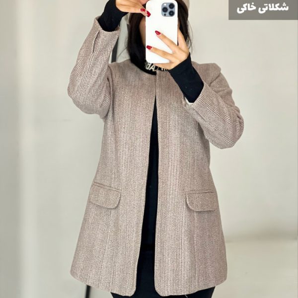 پالتو کوتاه زنانه جنس فوتر رنگ شکلاتی