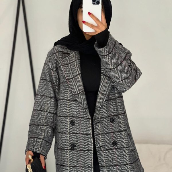 پالتو کتی زنانه چهارخونه کشمیر