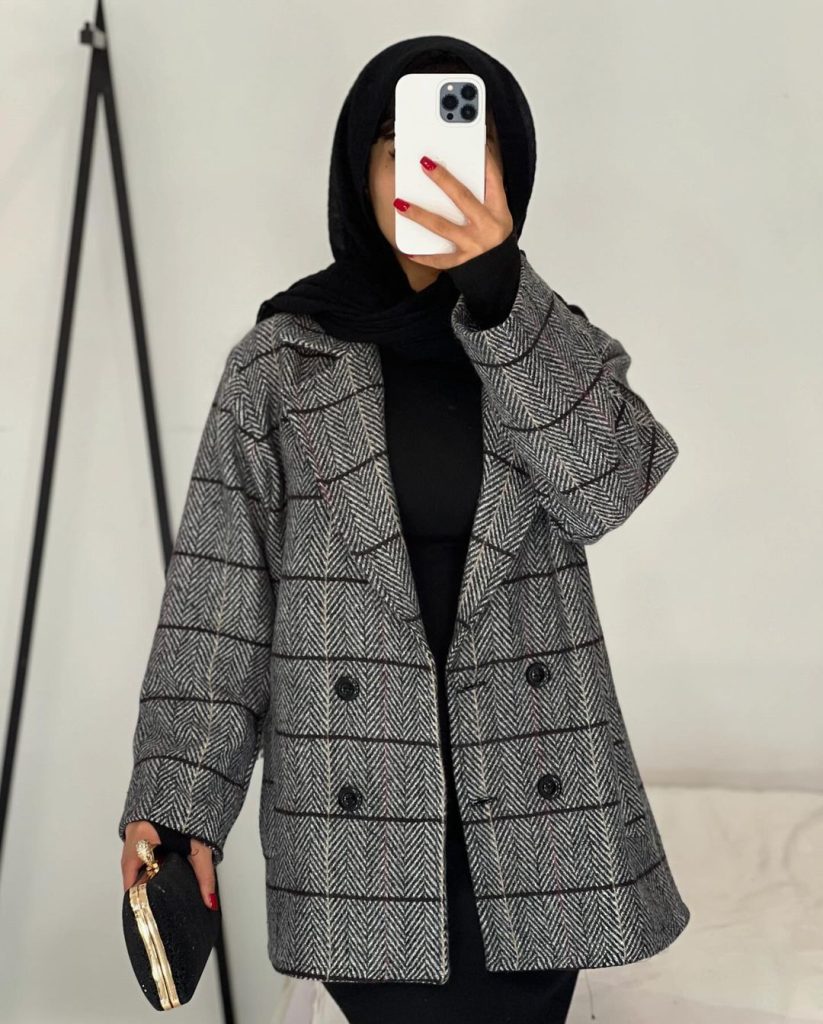 پالتو کتی زنانه چهارخونه کشمیر