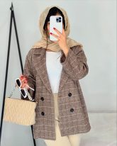 پالتو کتی زنانه چهارخونه کشمیر