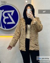 پالتو کلاهدار زنانه جنس پوست رنگ کرم