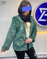 پالتو پوست زنانه کلاهدار رنگ سبز