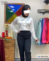 شومیز زنانه جنس ساتن رنگ سفید