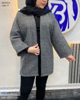 پالتو کوتاه زنانه جنس فوتر کوبیده شده رنگ طوسی تیره