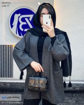 پالتو کوتاه زنانه جنس فوتر کوبیده شده رنگ نوک مدادی