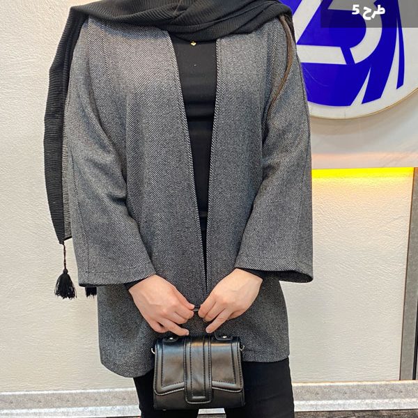 پالتو کوتاه زنانه جنس فوتر کوبیده شده رنگ نوک مدادی