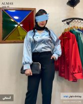 شومیز یلدایی رنگ آسمانی