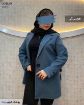 پالتو کتی زنانه جنس فوتر موهری رنگ طوسی آبی
