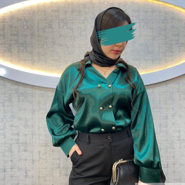 شومیز زنانه جنس ساتن رنگ سبز