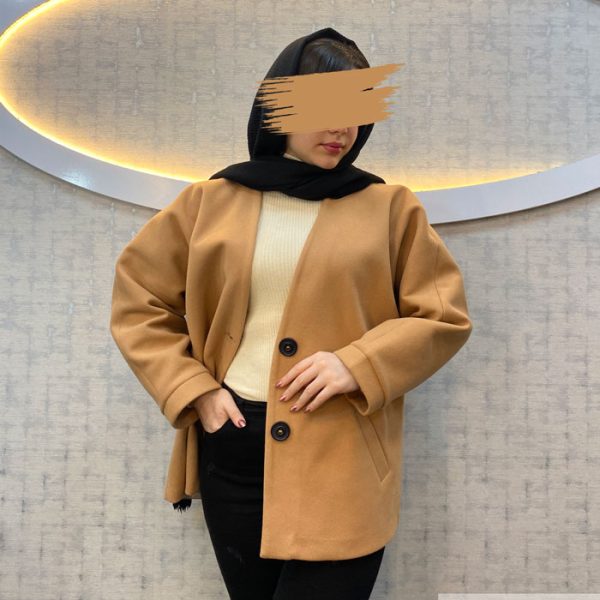 پالتو کوتاه زنانه جنس فوتر رنگ نسکافه ای