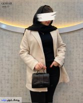 پالتو کتی زنانه جنس فوتر موهری رنگ کرم استخوانی