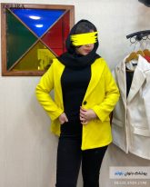 عکس پالتو کوتاه دخترانه جنس فوتر رنگ زرد