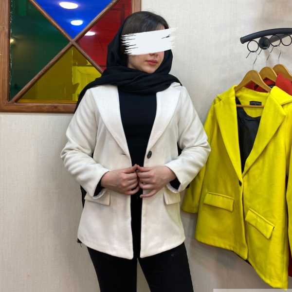 پالتو زنانه جنس فوتر کوبیده شده رنگ استخوانی