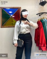 شومیز زنانه جنس ساتن رنگ سفید