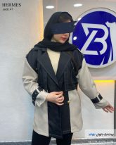 کت کتان زنانه رنگ خاکی سرمه ای
