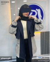 کت کتان زنانه رنگ خاکی مشکی