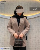 پالتو کوتاه زنانه آستر دار جنس فوتر موهری رنگ کاراملی