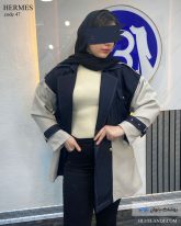 کت کتان زنانه رنگ خاکی مشکی