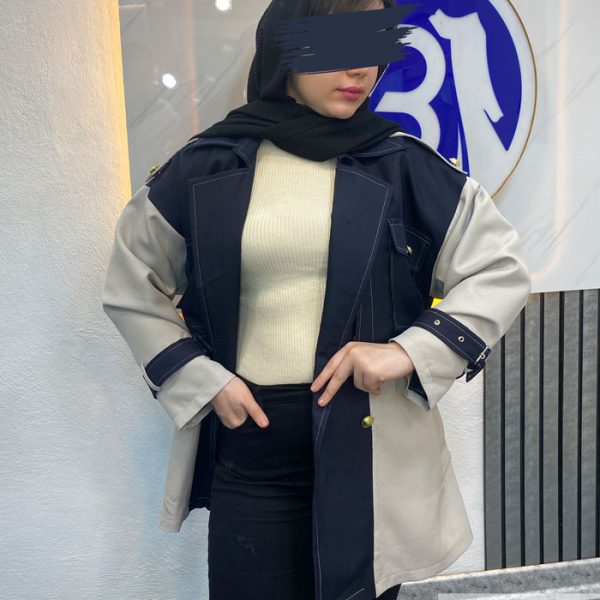 کت کتان زنانه رنگ خاکی مشکی