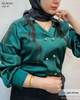 شومیز زنانه جنس ساتن رنگ سبز