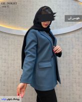 عکس پالتو دخترانه کتی رنگ طوسی آبی