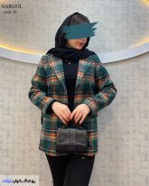 پالتو کتی زنانه جنس فوتر چهارخانه زمینه سبز