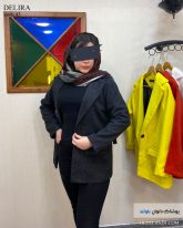 عکس پالتو کتی زنانه جنس فوتر رنگ مشکی