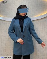 پالتو کتی زنانه جنس فوتر موهری رنگ طوسی آبی