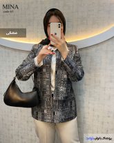 تک کت زنانه پارچه ژاکارد رنگ مشکی