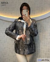 تک کت زنانه پارچه ژاکارد رنگ مشکی