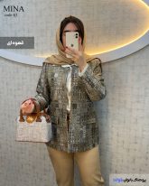 مانتو کتی بهاره پارچه ژاکارد رنگ قهوه ای