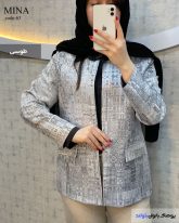 مانتو کتی زنانه پارچه ژاکارد رنگ طوسی