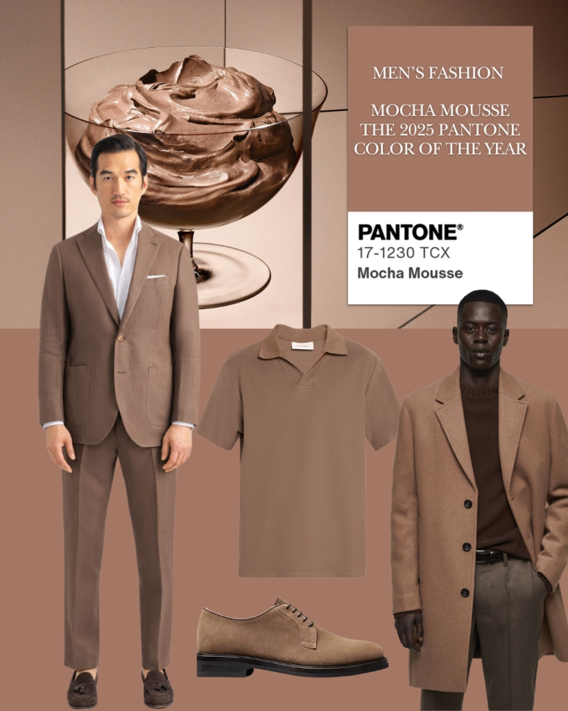 Mens Fashion Mocha Mousse The Pantone Color of the Year 2025
