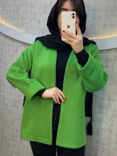 عکس پالتو کوتاه زنانه جنس فوتر سبز
