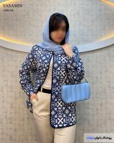 کت زنانه جنس ژاکارد رنگ سرمه ای