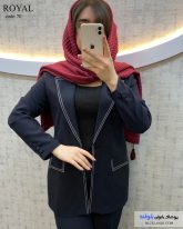 تک کت زنانه طرح دیپلمات جنس پرسین رنگ سرمه ای