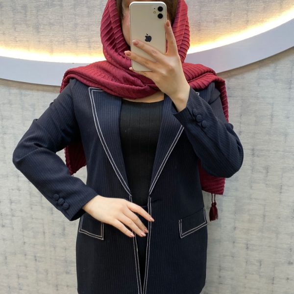 تک کت زنانه طرح دیپلمات جنس پرسین رنگ سرمه ای