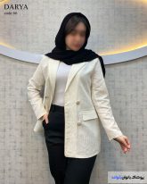 کت زنانه پارچه ژاکارد رنگ سفید