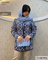 تک کت زنانه مزونی جنس ژاکارد رنگ سرمه ای
