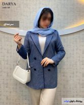 تک کت دخترانه بهاره جنس ژاکارد رنگ سرمه ای